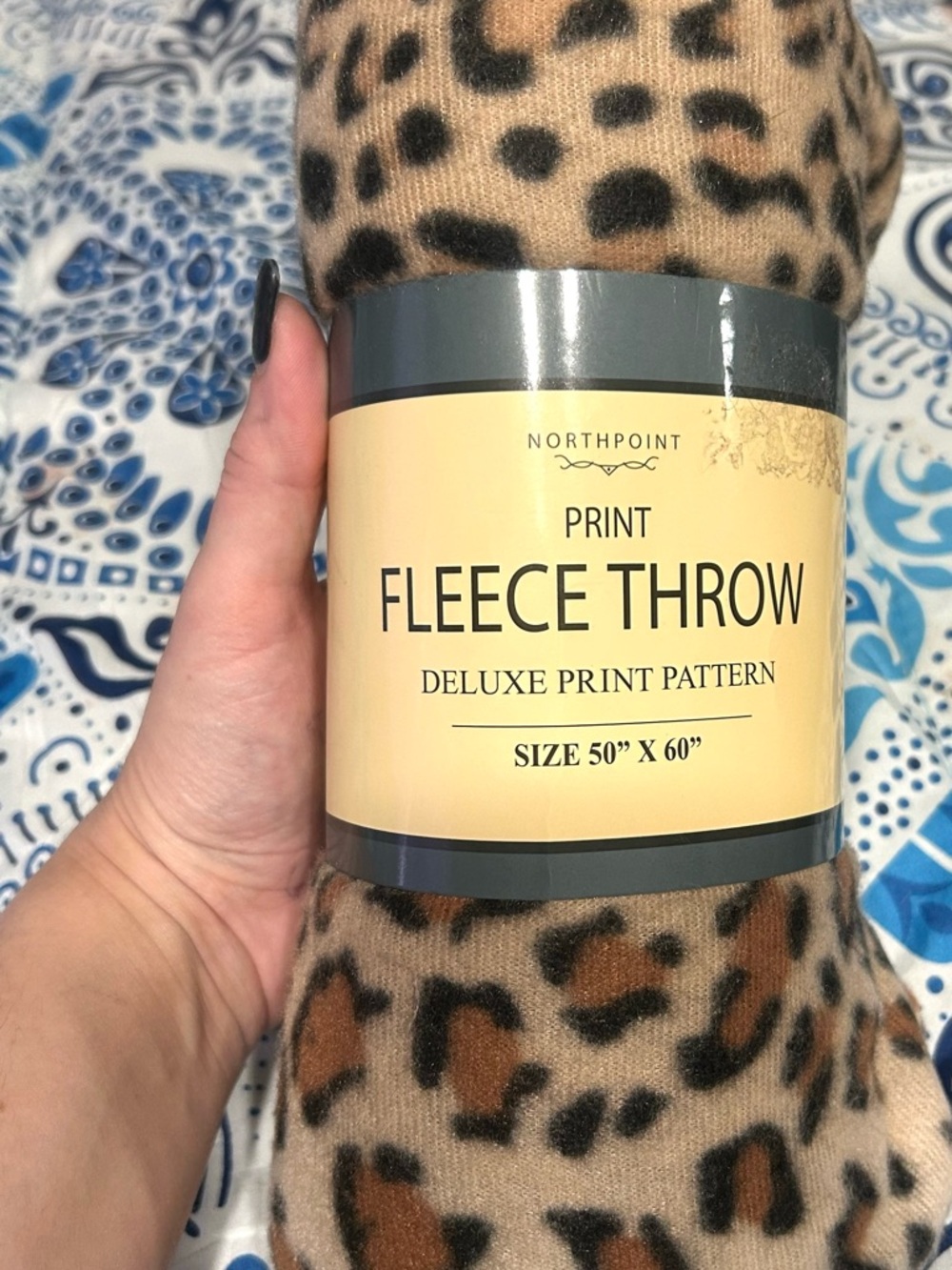 Leopard Print Fleece Throw in Tan, Brown, Black